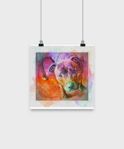 Colorful Beautiful Pit Bull Poster - Splash Background - Dogs Make Me Happy - 3