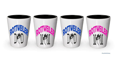 Rottweiler Dad and Mom Shot Glass - Gifts for Rottweiler Couple (4, Couple)