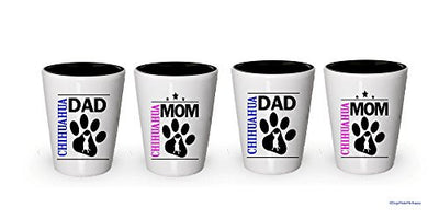 Chihuahua Dad and Mom Shot Glass- Couples Dog Gifts