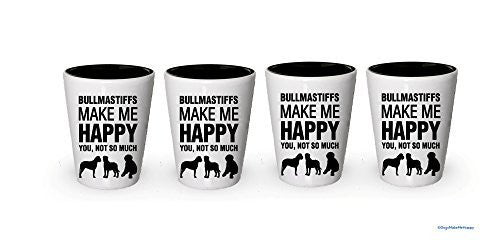 Bullmastiffs Make Me Happy Shot glass - Bullmastiffs Lover Gifts