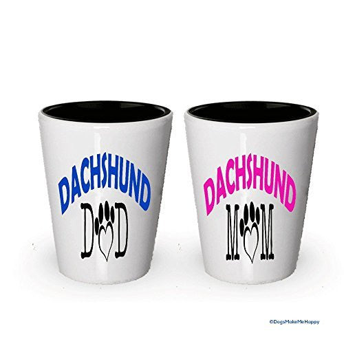 Dachshund Dad and Mom Shot Glass - Gifts for Dachshund Couple