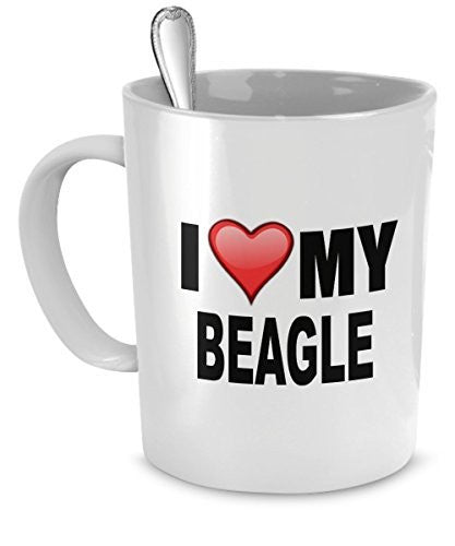 Beagle Mug - I Love My Beagle - Beagle Lover Gifts- Dog Lover Gifts - 11 Oz Ceramic Coffee Mug - Dogs Make Me Happy
