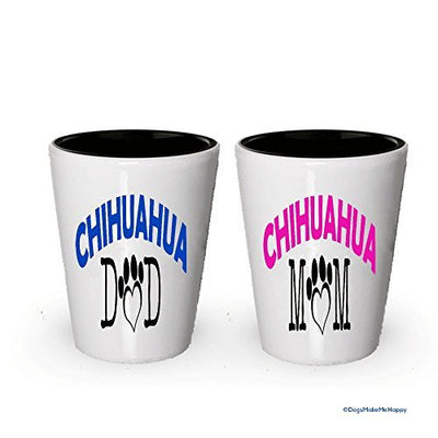 Chihahua Dad and Mom Shot Glass - Gifts for Chihahua Couple