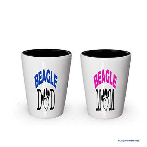 Beagle Dad and Mom Shot Glasses - Gifts for Beagle Couple