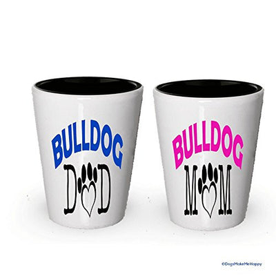 Bulldog Dad and Mom Shot Glass - Gifts for Bulldog Couple