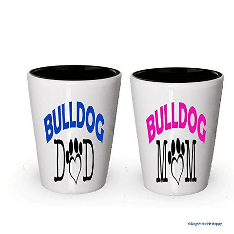 Bulldog Dad and Mom Shot Glass - Gifts for Bulldog Couple