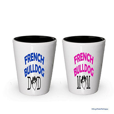French Bulldog Dad and Mom Shot Glass - Gifts for French Bulldog Couple