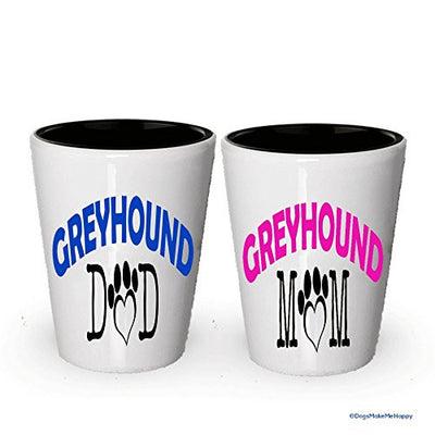 Greyhound Dad and Mom Shot Glass - Gifts for Greyhound Couple