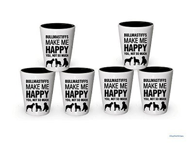 Bullmastiffs Make Me Happy Shot glass - Bullmastiffs Lover Gifts