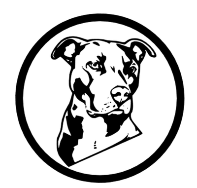 Pit Bull in circle sticker - Dogs Make Me Happy