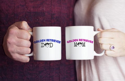 Golden Retriever Couple Mug Set (2 mugs) - Dogs Make Me Happy