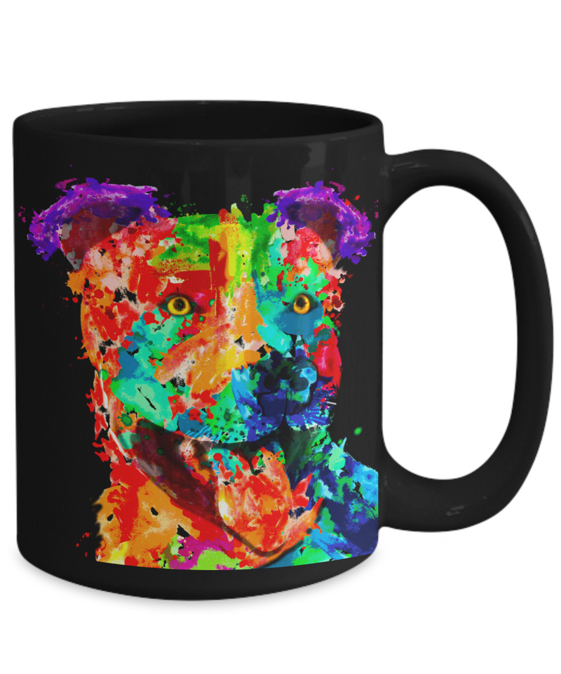 Colorful and vibrant pit bull mug - Dog Stuff - Dogs Make Me Happy 