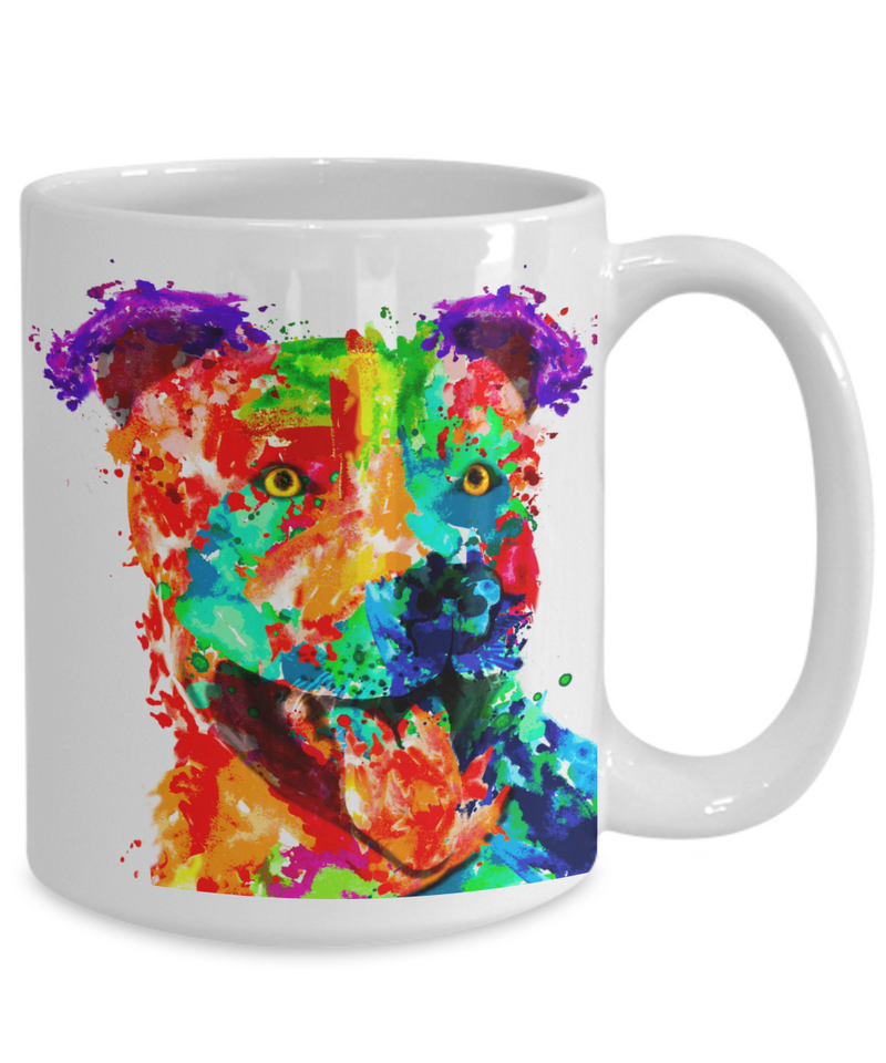 Colorful and vibrant pit bull mug - Dog Stuff - Dogs Make Me Happy 