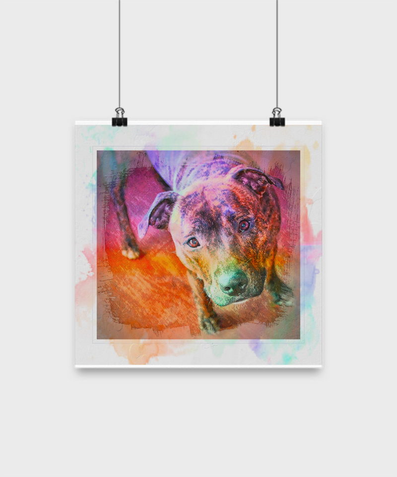 Colorful Beautiful Pit Bull Poster - Splash Background - Dogs Make Me Happy - 4