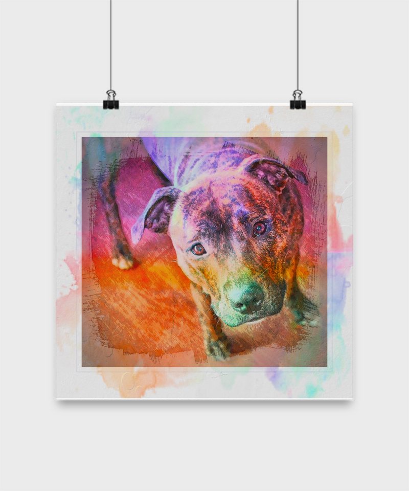 Colorful Beautiful Pit Bull Poster - Splash Background - Dogs Make Me Happy - 2