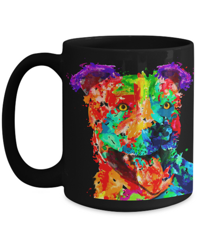 Colorful and vibrant pit bull mug - Dog Stuff - Dogs Make Me Happy 