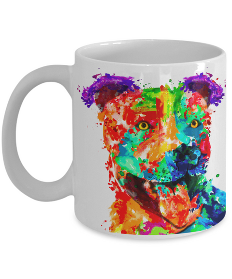 Colorful and vibrant pit bull mug - Dog Stuff - Dogs Make Me Happy 