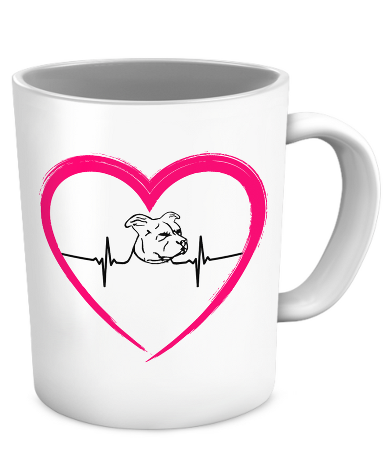 My heart beats for Pit Bulls - heart mug - Dogs Make Me Happy