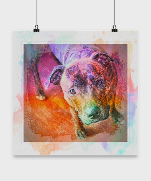 Colorful Beautiful Pit Bull Poster - Splash Background - Dogs Make Me Happy - 1