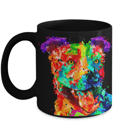 Colorful and vibrant pit bull mug - Dog Stuff - Dogs Make Me Happy 