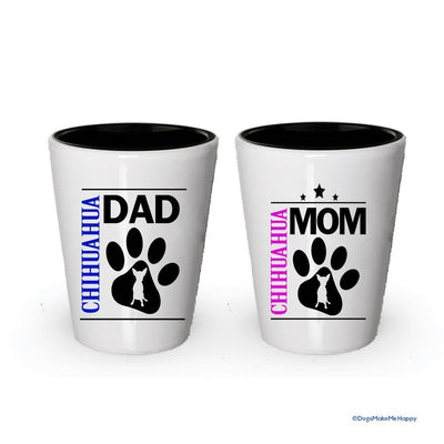 Chihuahua Dad and Mom Shot Glass- Couples Dog Gifts (1, Dad)