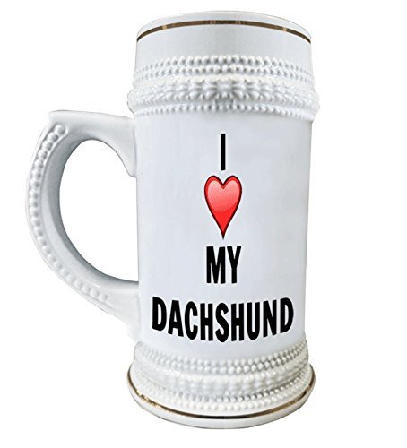 I Love My Dachshunds 22 oz. Ceramic Beer Stain Glass Mugs