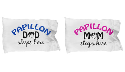 DogsMakeMeHappy Papillons Mom and Dad Pillow Cases (Couple)