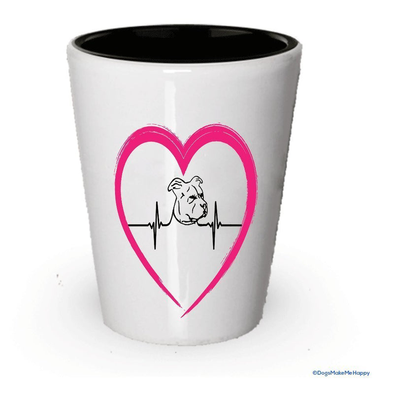 Pit Bull Heart Beat Shot Glass - Pit Bull Lover Gift Idea (1)