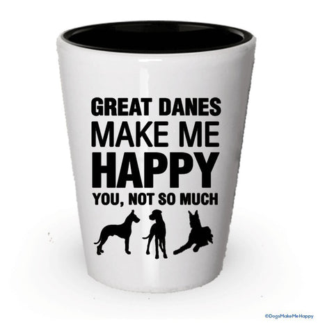 dänischen Doggen Make Me happy- Funny Schnapsgläser White Exterior and Black Interior