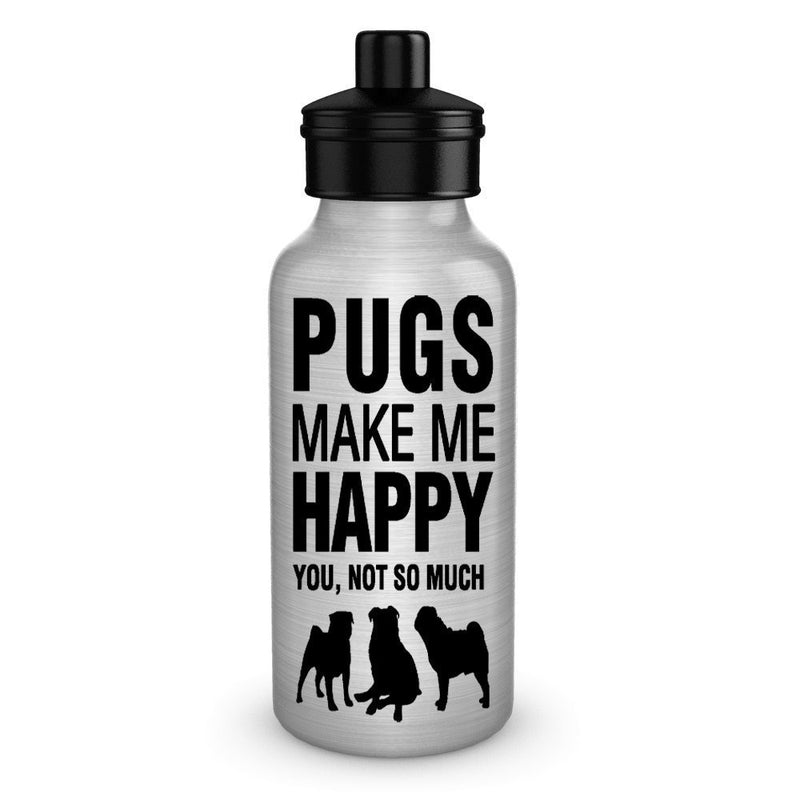 Pugs make me happy dog lover water bottles