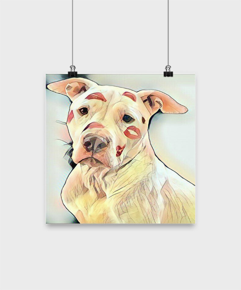 Colorful Pit Bull Poster -Kiss On Pit Bull Poster