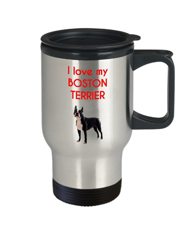 Boston Terrier Travel Mug - Funny Tea Insulated Tumbler - Novelty Birthday Christmas Anniversary Gag Gifts Idea