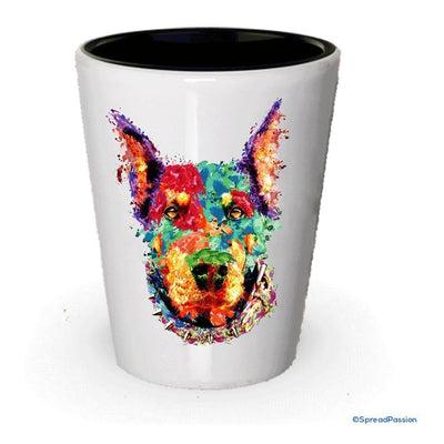 Multicolor Doberman Shot Glass- Dog Shot Glasses (6)