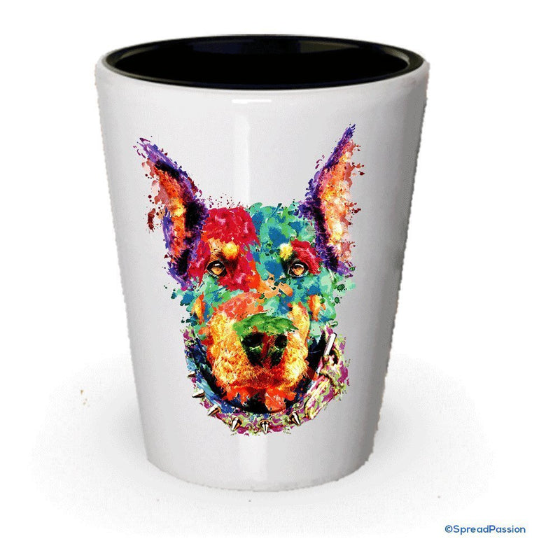 Multicolor Doberman Shot Glass- Dog Shot Glasses (6)