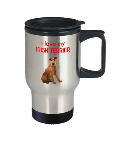 Irish Terrier Travel Mug - Funny Insulated Tumbler - Novelty Birthday Christmas Anniversary Gag Gifts Idea