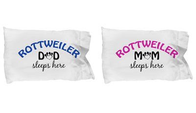 DogsMakeMeHappy Rottweiler Mom and Dad Pillowcases (Couple)