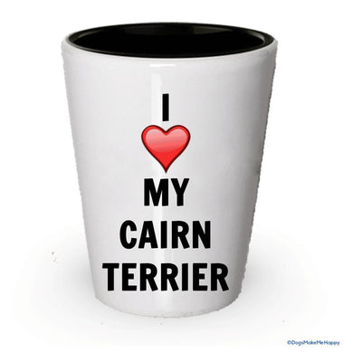 I Love My Cairn terrier shot Glass – Cairn terrier Lover Gifts White Exterior and Black Interior