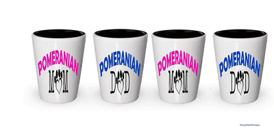 Pomeranian Dad and Mom Shot Glass - Gifts for Pomeranian Couple (4, Couple)