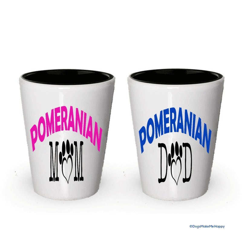 Pomeranian Dad and Mom Shot Glass - Gifts for Pomeranian Couple (4, Couple)