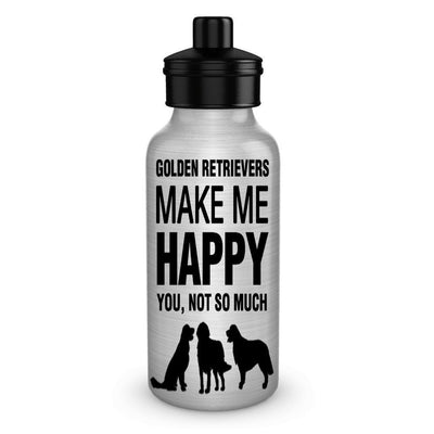 DogsMakeMeHappy Golden Retrievers make me Happy Dog Lover Water Bottles
