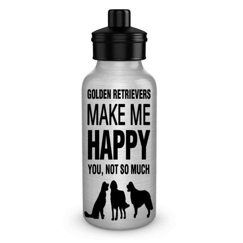 DogsMakeMeHappy Golden Retrievers make me Happy Dog Lover Water Bottles