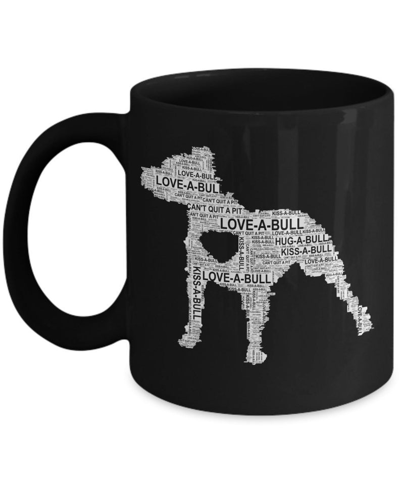 Pit bull love word art mug