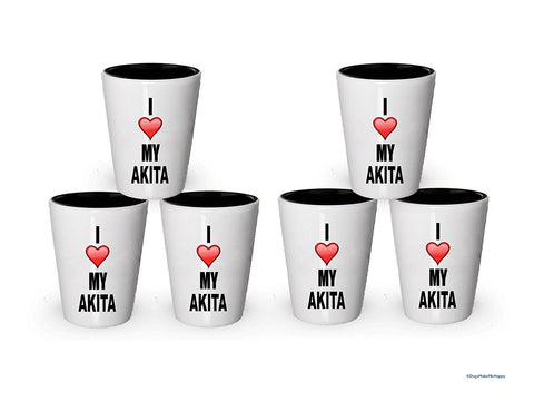 I Love My Akita Shot Glass - Akita Dog Lover Gifts (2)