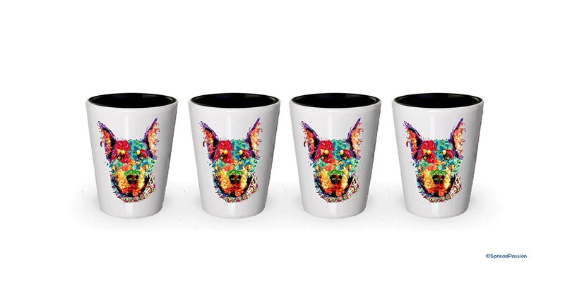Multicolor Doberman Shot Glass- Dog Shot Glasses (6)