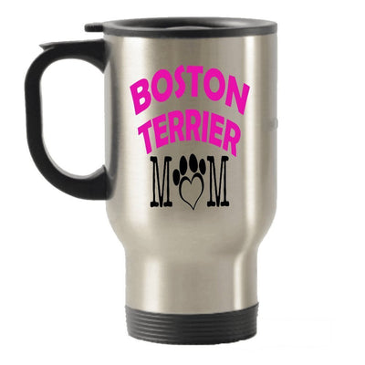 Boston Terrier Vater und Mutter Geschenkidee Edelstahl Reise Isolierte Becher Tasse Mom