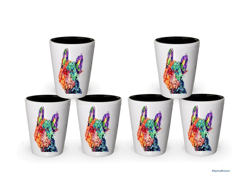 Multicolor French Bulldog Shot Glass- Dog Shot Glasses (6)