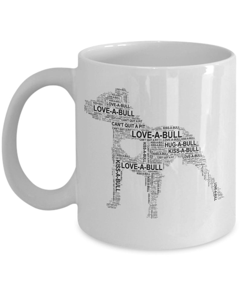 Pit bull love word art mug