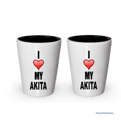 I Love My Akita Shot Glass - Akita Dog Lover Gifts (2)