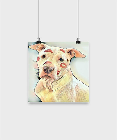 Colorful Pit Bull Poster -Kiss On Pit Bull Poster