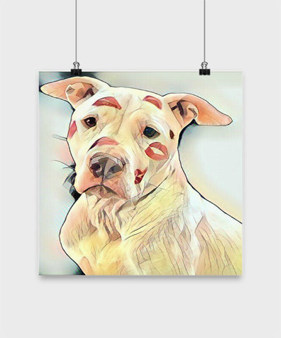 Colorful Pit Bull Poster -Kiss On Pit Bull Poster